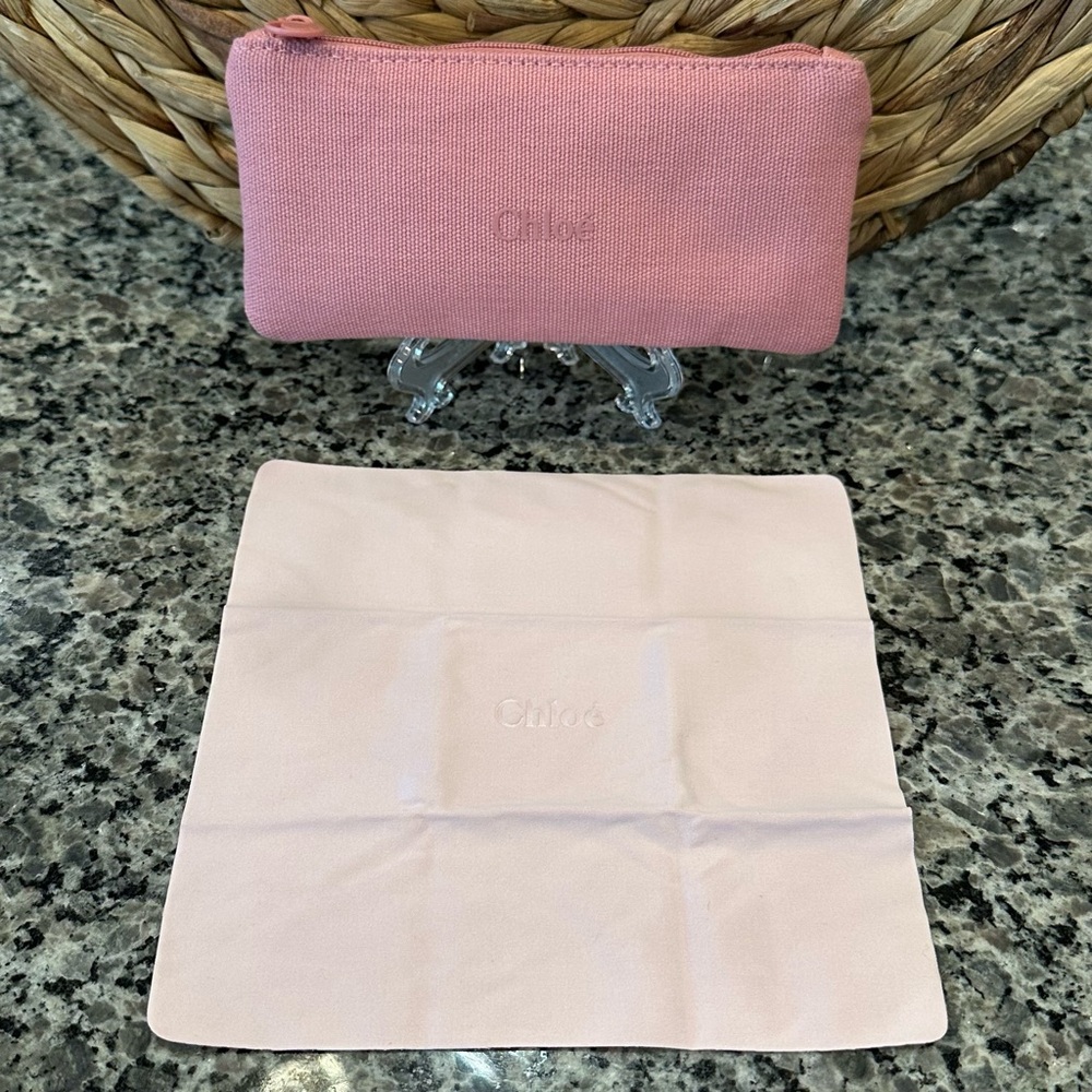 ✨CHLOE LIKE NEW Case Sunglasses Eyewear ORIGINAL Soft Cleaning Cloth Pink - Picture 5 of 11